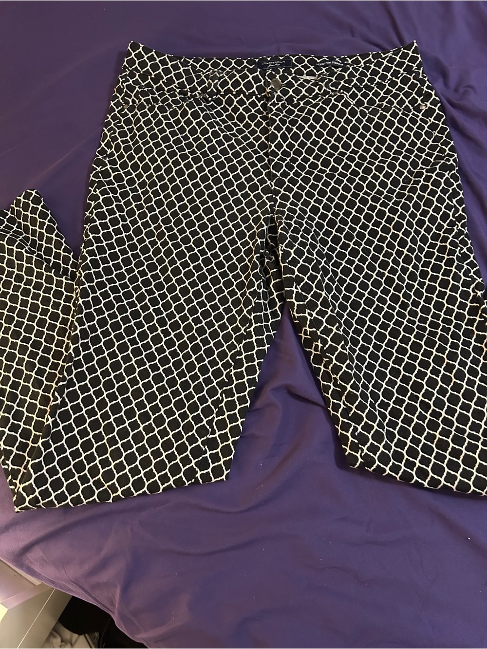 Charter Club Black & White Geometric Ponte Pants
